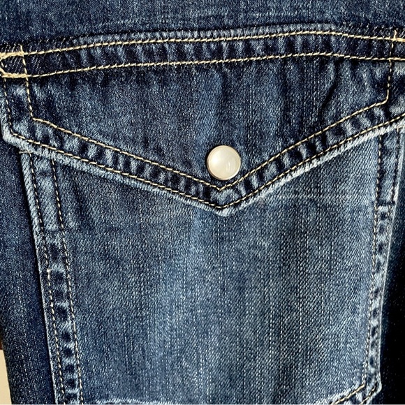 Current/Elliott Blue Denim Belted Pearl Snap Mini Dress, Small - Picture 4 of 13